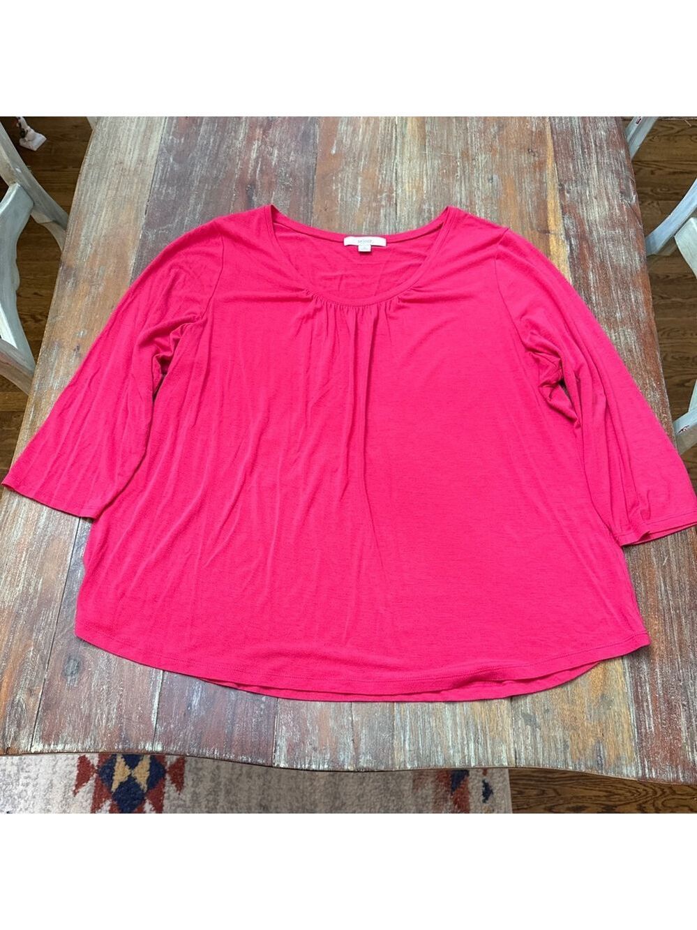 Sejour Nordstrom Pink Three Quarter Sleeve Tee Plus Size 2X